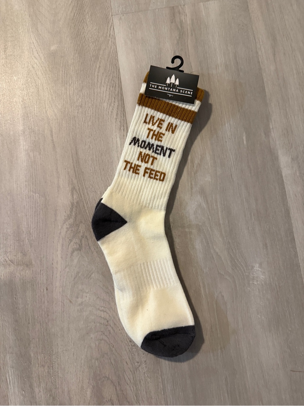 Women’s Cream Crew Socks with Brown Accent